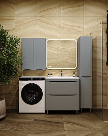 Style Line Мебель для ванной Бергамо Мини 80 серая Люкс антискрейтч Plus – фотография-17